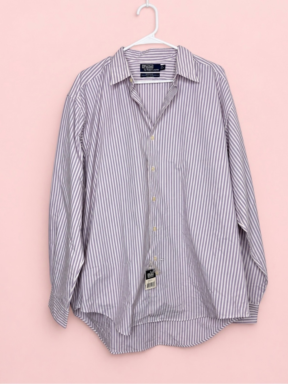 Polo Ralph Lauren white and purple striped button-up shirt in XL